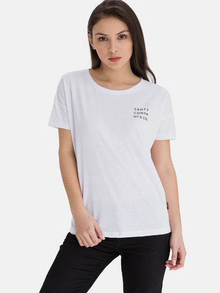 Sam 73 Weißes bedrucktes Damen-T-Shirt SAM 73