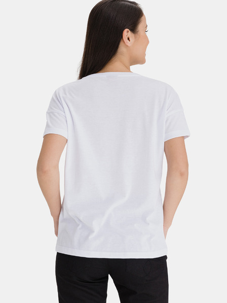 Sam 73 Weißes bedrucktes Damen-T-Shirt SAM 73