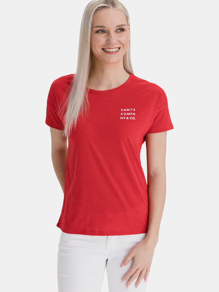 Sam 73 Rotes bedrucktes T-Shirt für Frauen SAM 73