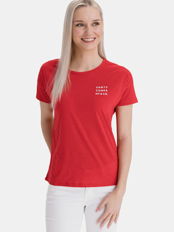 Sam 73 Rotes bedrucktes T-Shirt für Frauen SAM 73