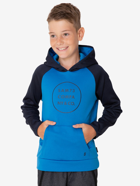 Sam 73 Schwarz-blauer bedruckter Kapuzenpullover für Jungen SAM 73 Ian
