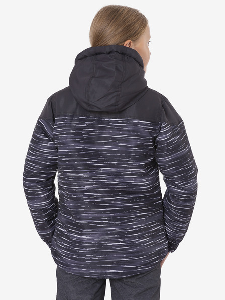 Sam 73 Rosa und schwarze gestromte Winterjacke für Mädchen mit Kapuze SAM 73 Thia