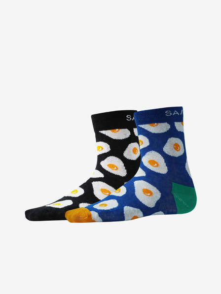 Sam 73 Sockenset mit zwei Paar gemusterten Socken in Schwarz und Blau SAM 73 Anidal