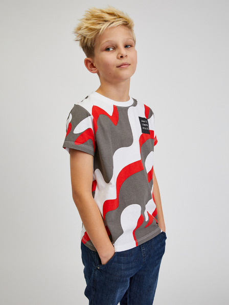 Sam 73 Graues und rotes gemustertes T-Shirt für Jungen SAM 73 Oscar