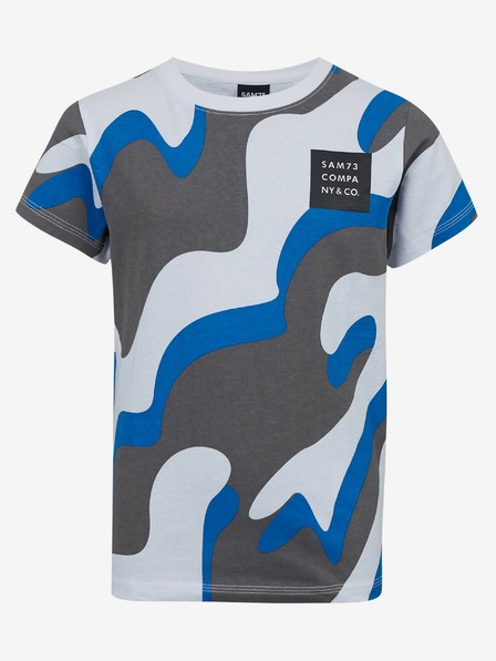 Sam 73 Graues und blaues gemustertes T-Shirt für Jungen SAM 73 Oscar