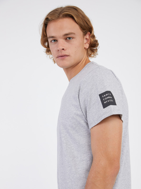 Sam 73 Hellgraues gestreiftes Herren-T-Shirt SAM 73 Freddie