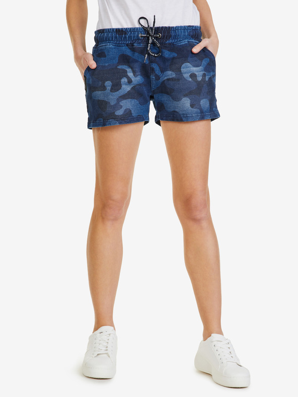 Sam 73 Dunkelblaue gemusterte Shorts für Damen SAM 73 Tamara