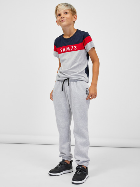 Sam 73 Hellgraue gestreifte Kinder-Sweatpants SAM 73 Riardin