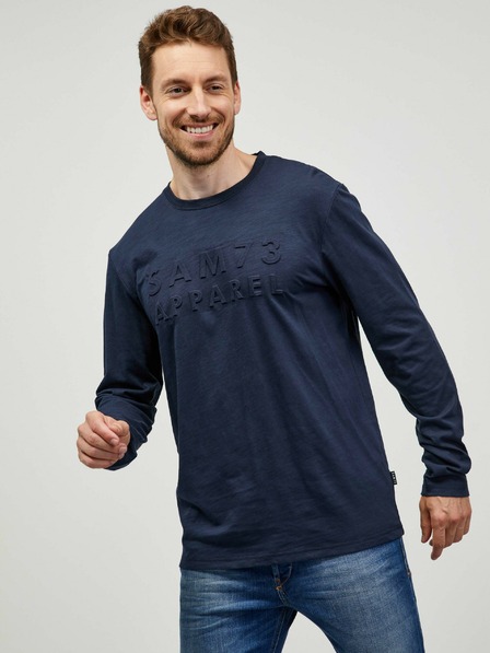 Sam 73 Dunkelblaues Herren-Langarm-T-Shirt SAM 73 Mindart