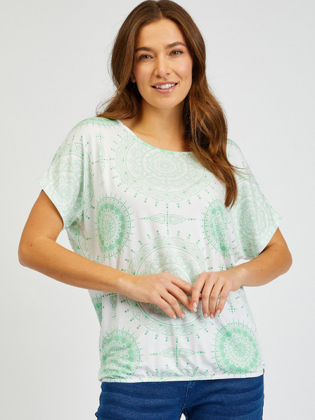 Sam 73 Weißes und grünes Damen-T-Shirt SAM73 Taurus