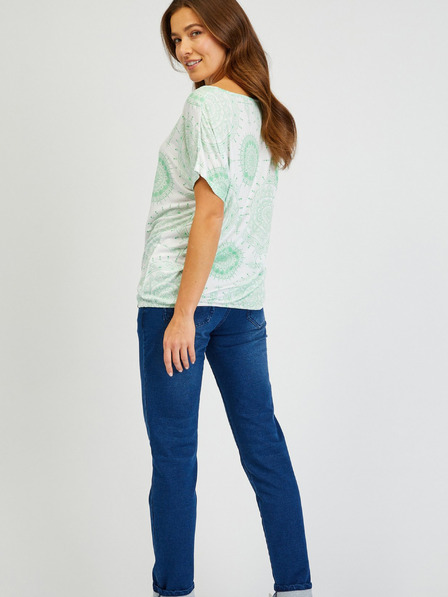 Sam 73 Weißes und grünes Damen-T-Shirt SAM73 Taurus