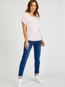 Sam 73 Weißes und rosa gemustertes Damen-T-Shirt SAM73 Taurus