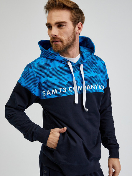 Sam 73 Blauer Herren-Kapuzenpullover SAM73 Aquamarin