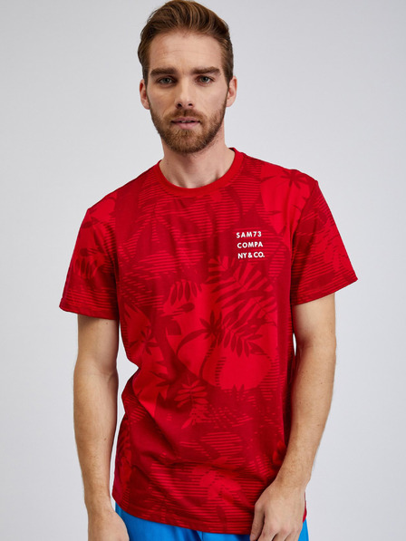 Sam 73 Rotes Herren-T-Shirt SAM73 Sculptor gemustert