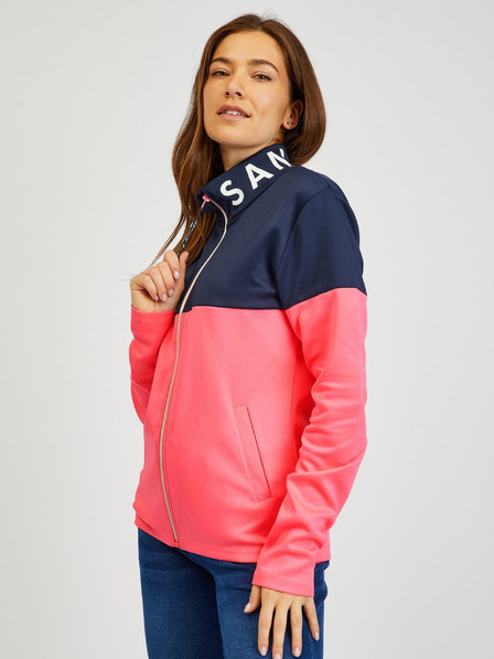 Sam 73 Blaues und rosa Damen-Sweatshirt mit Reißverschluss SAM73 Octans