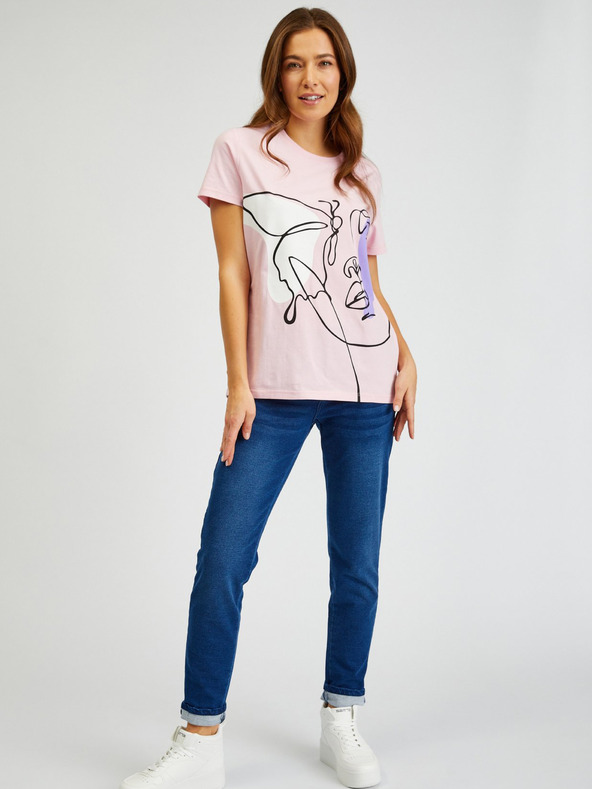 Sam 73 Rosa bedrucktes Damen-T-Shirt SAM73 Musca