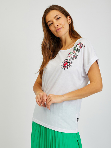 Sam 73 Weißes bedrucktes Damen-T-Shirt SAM73 Bootes