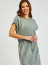 Sam 73 Grün-weiß gestreiftes Damenkleid mit Krawatte SAM73 Sagitta
