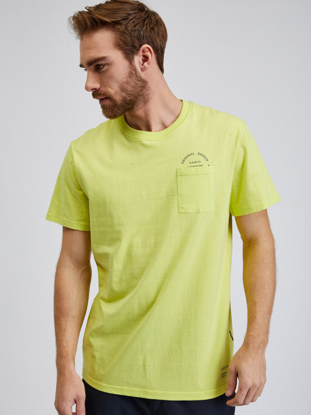 Sam 73 Gelbes Herren-T-Shirt aus Baumwolle mit Tasche SAM73 Fenaklid