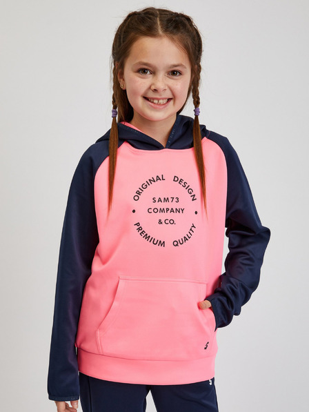 Sam 73 Blauer und rosa Kapuzenpullover für Mädchen SAM73 Draco