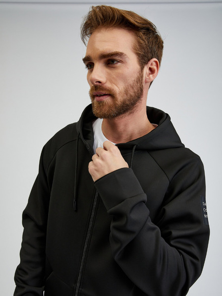 Sam 73 Schwarzes Herren-Sweatshirt mit Kapuze und Reißverschluss SAM73 Beryl