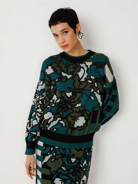 SKFK SKFK Suéter Larhun Grüne Damen Strickjacke mit Blumenmuster