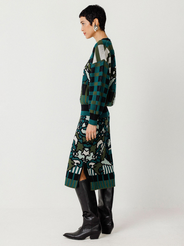 SKFK SKFK Suéter Larhun Grüne Damen Strickjacke mit Blumenmuster