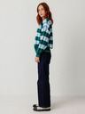 SKFK SKFK Suéter Larhun blau-grün karierte Damen-Strickjacke