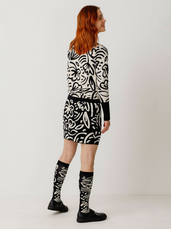 SKFK SKFK Suéter Dunixe Schwarzer und cremefarbener geblümter Pullover für Damen