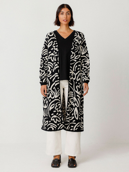SKFK SKFK Suéter Kasandra Creme und Schwarz Damen Strickjacke mit Blumenmuster