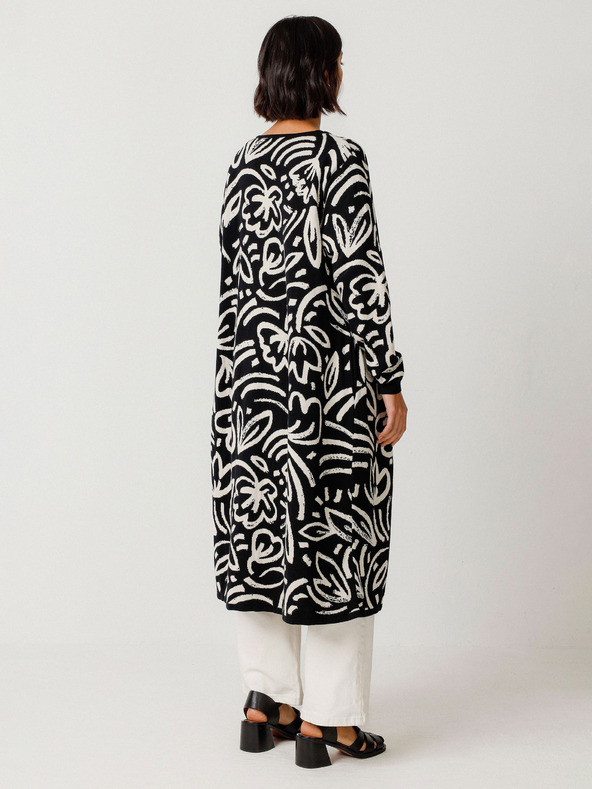 SKFK SKFK Suéter Kasandra Creme und Schwarz Damen Strickjacke mit Blumenmuster