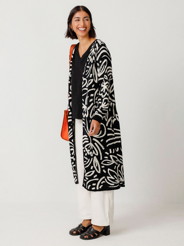 SKFK SKFK Suéter Kasandra Creme und Schwarz Damen Strickjacke mit Blumenmuster