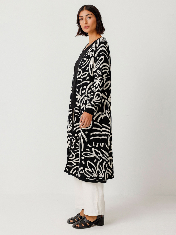 SKFK SKFK Suéter Kasandra Creme und Schwarz Damen Strickjacke mit Blumenmuster