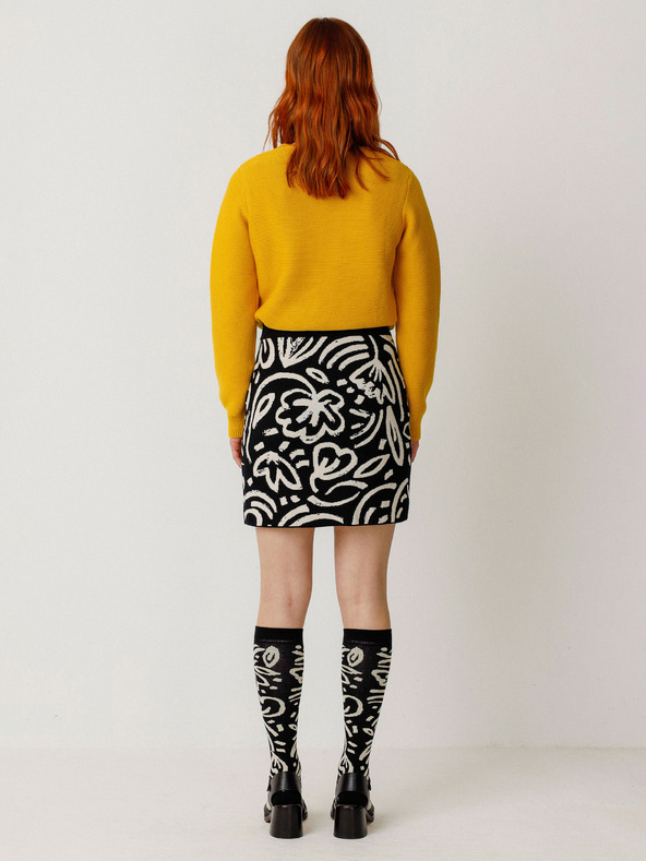 SKFK SKFK Falda Karia Creme und Schwarz Damen-Blumenrock