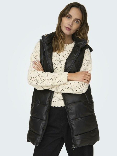 ONLY Dunkelgrün Damen Kunstleder-Steppweste ONLY New Anja