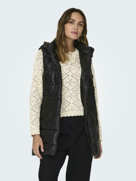 ONLY Dunkelgrün Damen Kunstleder-Steppweste ONLY New Anja