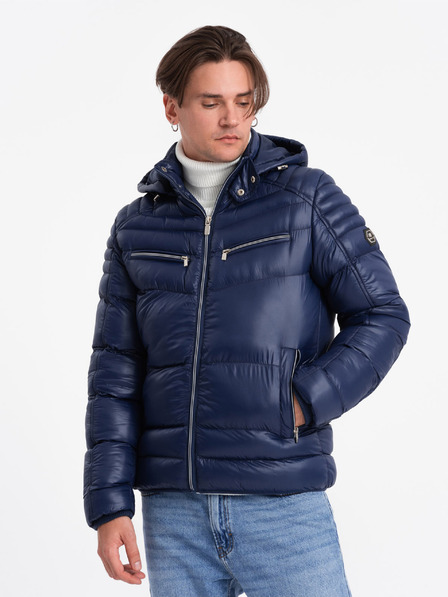 Ombre Clothing Dunkelblau Herren Stepp-Winterjacke Ombre Kleidung