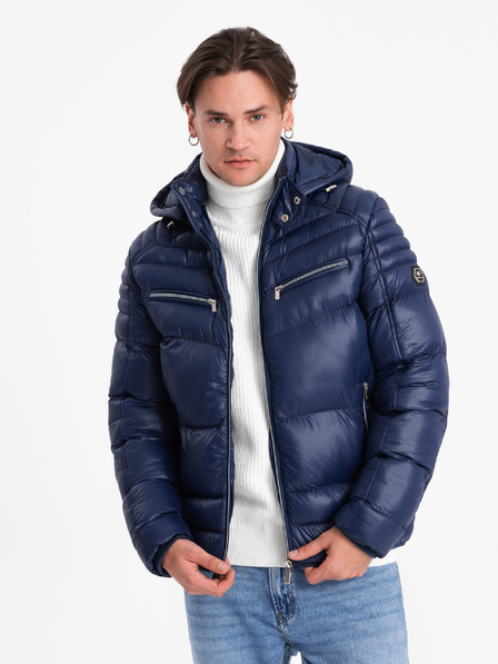 Ombre Clothing Dunkelblau Herren Stepp-Winterjacke Ombre Kleidung