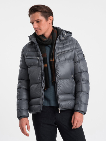 Ombre Clothing Graue Herren Stepp-Winterjacke Ombre Kleidung