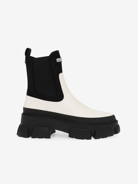Steve Madden Schwarze und weiße Damen-Chelsea-Stiefel aus Leder Steve Madden