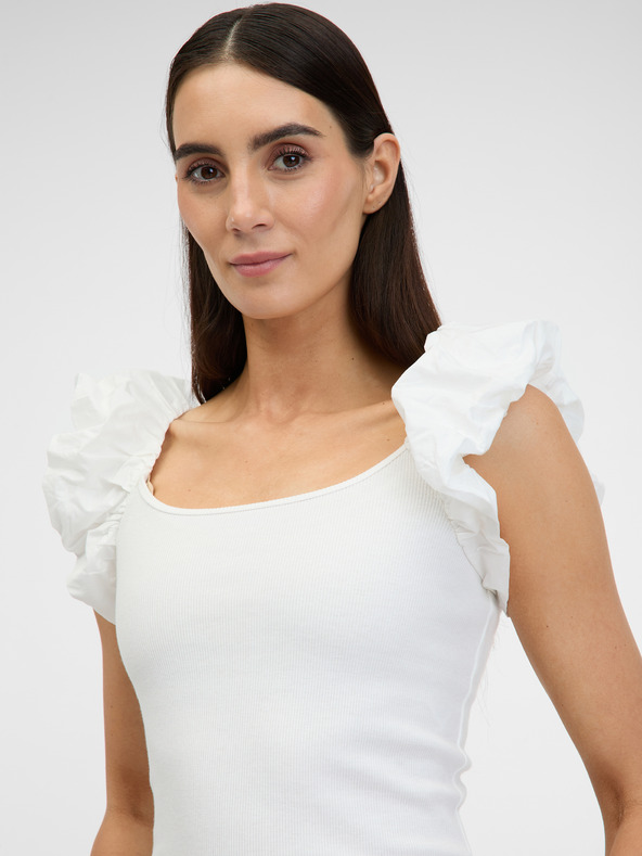 Orsay Cremefarbenes Kurzarm-T-Shirt für Frauen ORSAY