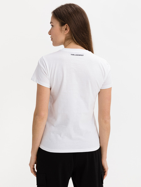 Karl Lagerfeld Weißes gemustertes Damen-T-Shirt KARL LAGERFELD