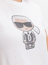 Karl Lagerfeld Weißes gemustertes Damen-T-Shirt KARL LAGERFELD