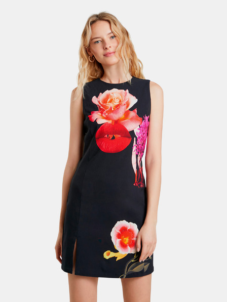 Desigual Dunkelblaues ärmelloses Kleid mit Blumenmuster für Damen Desigual Lips