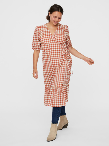 Vero Moda Curve Braun kariertes Wickelkleid VERO MODA CURVE Tamitta