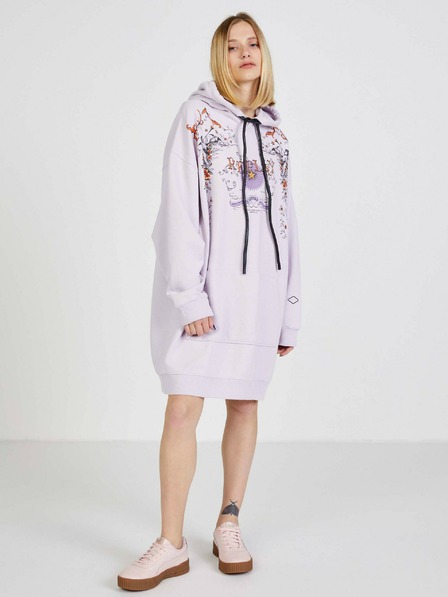 Replay Hellviolettes gemustertes Sweatshirt-Kleid mit Kapuze für Damen von Replay