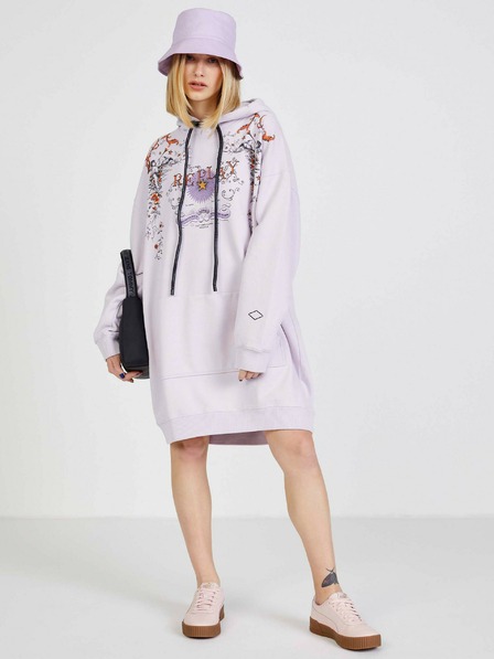 Replay Hellviolettes gemustertes Sweatshirt-Kleid mit Kapuze für Damen von Replay