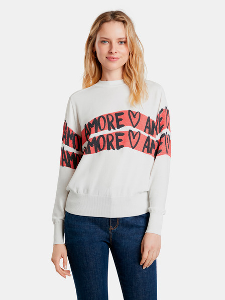 Desigual Weißer Desigual Amore Amore Pullover für Damen