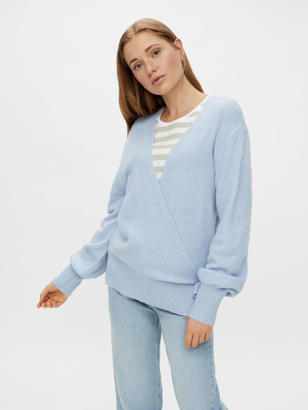 Pieces Hellblauer Pullover mit Krawatte Pieces