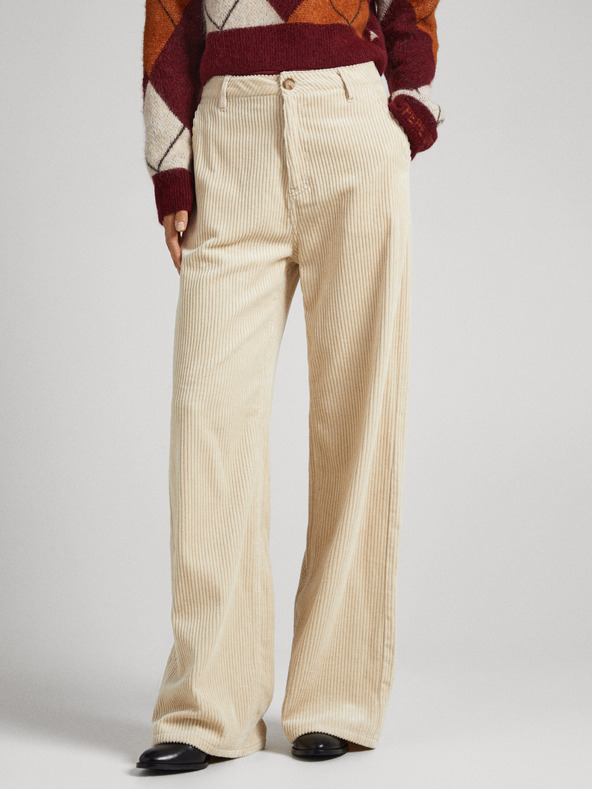 Pepe Jeans Cremefarbene Damen-Cordhosen Pepe Jeans Cecilia Cord